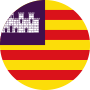 Flaget for De Baleariske Øer består af gule og røde striber med en kastanjebrun firkant.